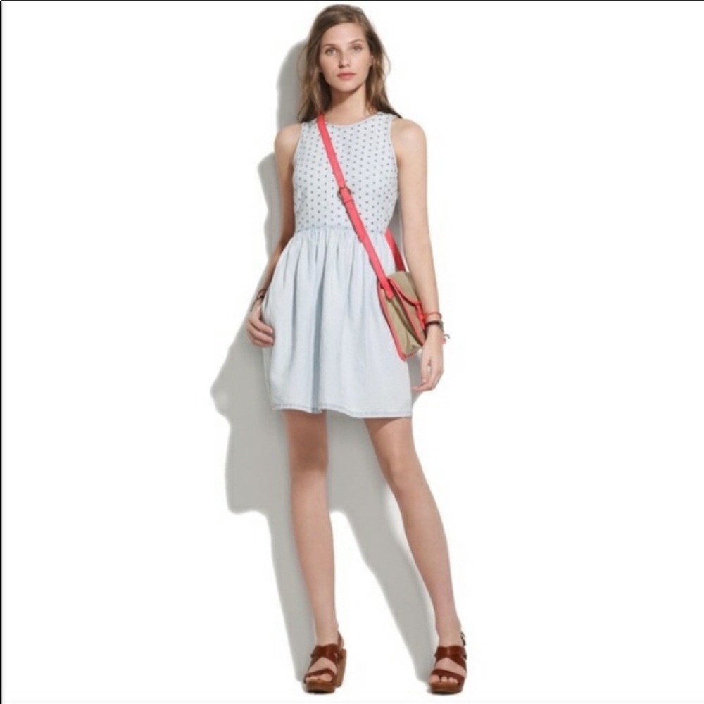 Madewell Embroidered Eyelet Chambray Dress Size 00
